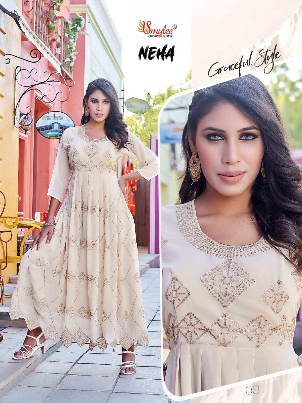 Tung Neha Fancy Designer Wholesale Georgette Embroidery Kurtis